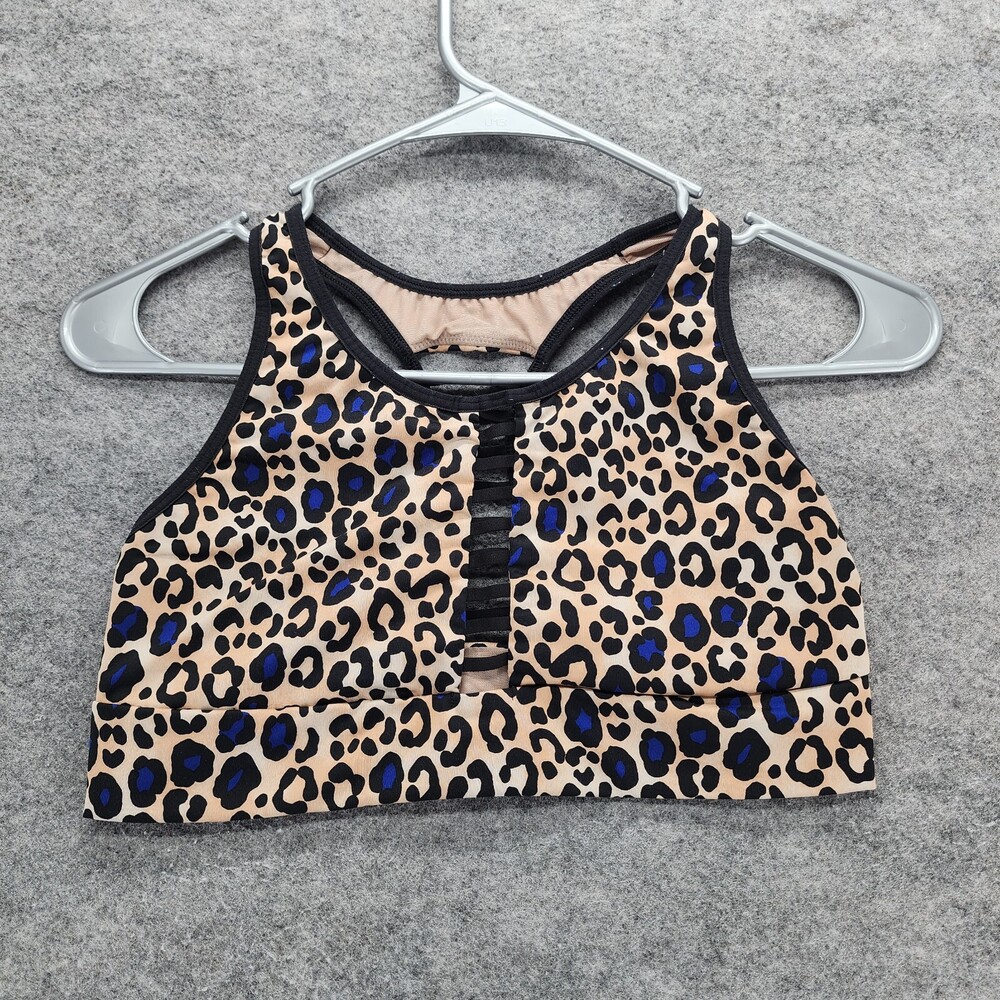 Victoria Secret Sport Bralette Womens Medium Tan Cheetah Pullover